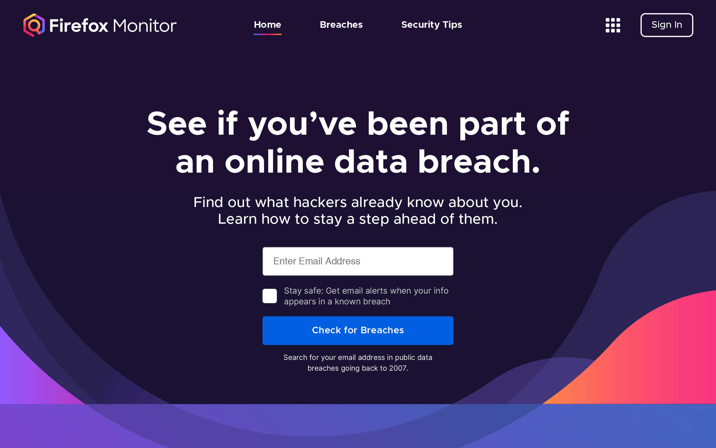 Firefox Monitor Page